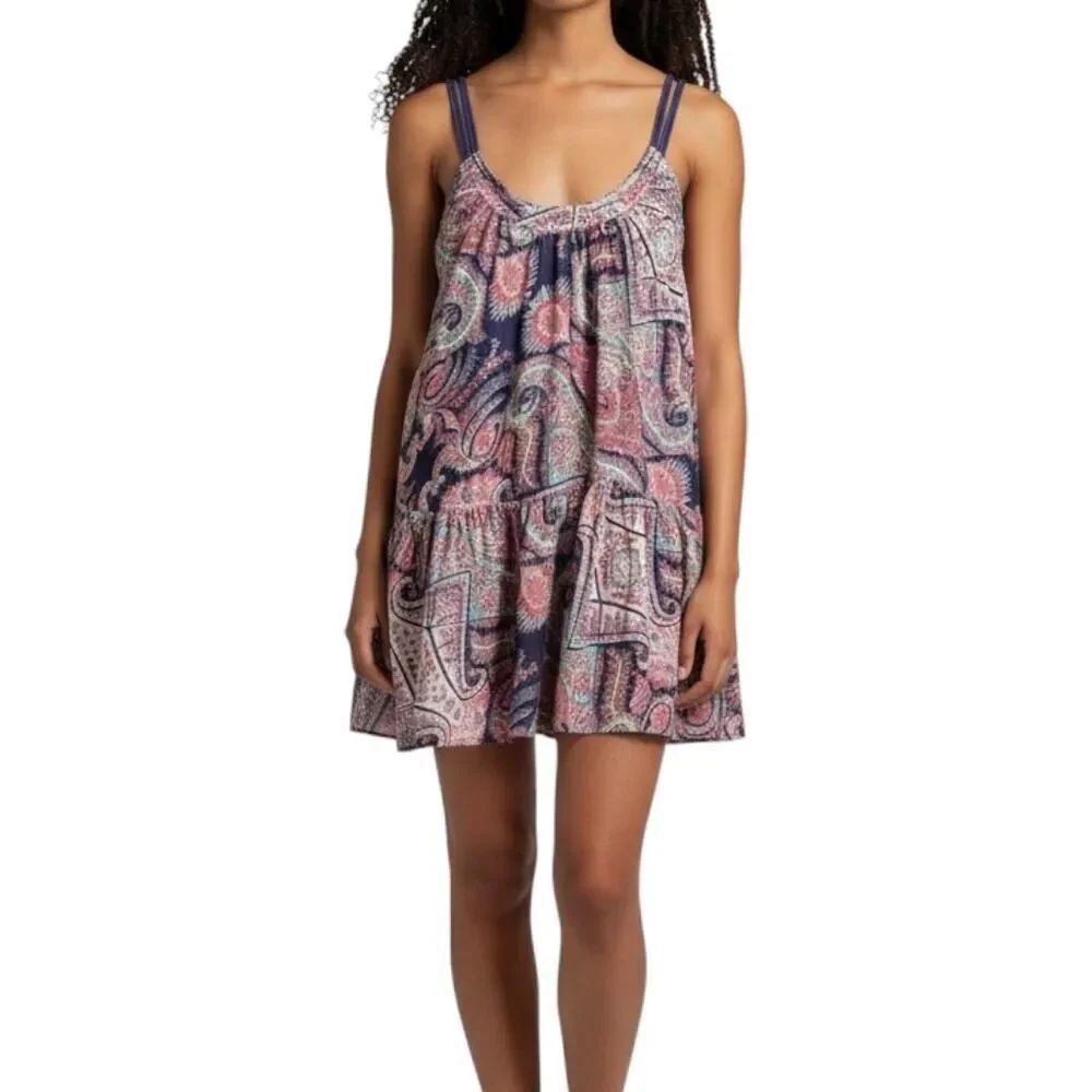 Suboo Womens The Kasbah Mini Dress Print Sleeveless Purple Pink Paisley Print 8